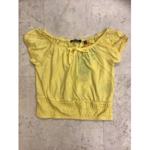 Blue Seven-Girls knitted T-shirt -Straw-Yellow