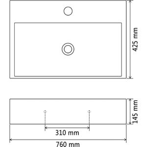 vidaXL Wastafel - Wastafels - Wasbak - Wasbakken - Wastafel met kraangat 76x42,5x14,5 cm keramiek zwart