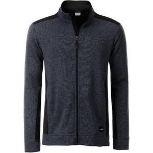 James and Nicholson Heren Gebreide Werkkleding Fleece Jacket (Koolstofgrijs Melange/Zwart)