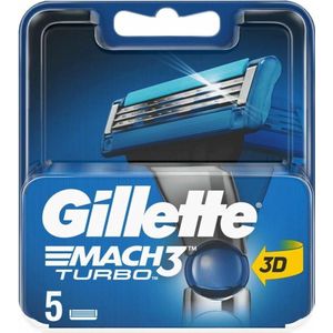 Gillette Mach 3 Turbo Scheermesjes - 5 stuks -3D