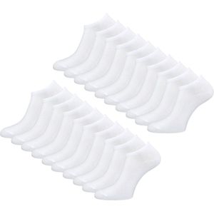 20 paar Sneakersokken - Basic - Wit - Maat 35-38