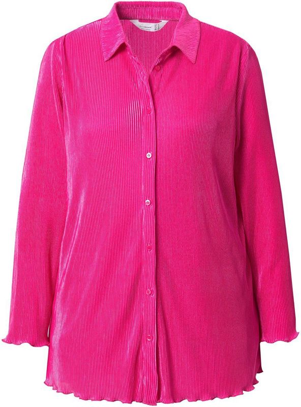 MIAMODA - Dames - Geplooide blouse A-lijn wijde lange mouwen - Hibiscusrood - Maat 42