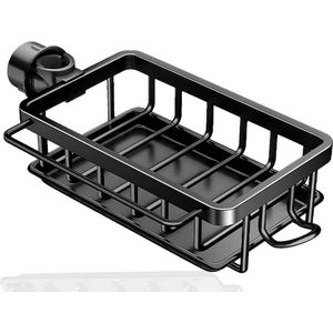 Sponshouder Boven Kraan Aanrecht Caddy Organizer Afneembare Hangende Kraan Afvoerrek (Zwart)