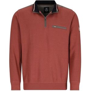 Hajo - Heren sweater met rits - Rood bruin - Maat M