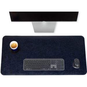 Brute Strength - Luxe Bureau Onderlegger Kunstleer - Donkerblauw - ronde hoeken Bureau Organizer - 80x40 cm - Bureaumat - Kantoor accessoires - Computer mat