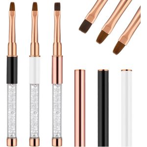 AOZUO 3 Pcs Nail Gel Brush Nail Brush Nail Brush Nail Accessories UV Rhinestone Handle Gel Nail Art Brush Painting Brush Tools Nail Art Liner Dotted Pen Gift