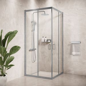 Badplaats Douchecabine Dakota 80 x 80 x 190 cm - Chroom - Douchewand met Schuifdeuren
