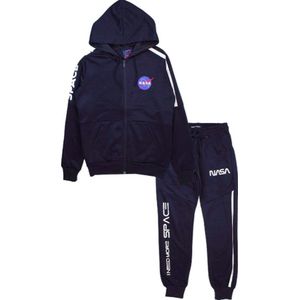 Nasa joggingpak / trainingspak / vrijetijdspak - Vest + Broek - donkerblauw - Maat S