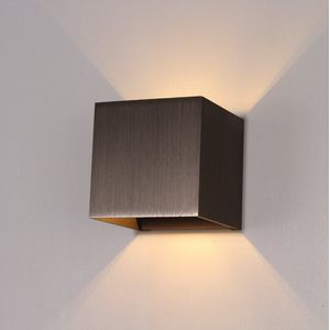 HELDR! - Wandlamp Kubus Brons - 12x12x12cm - 1x G9 LED 3,5W 2700K 350lm - IP20 - Dimbaar > wandlamp brons | wandlamp binnen brons | wandlamp hal brons | wandlamp woonkamer brons | wandlamp slaapkamer brons | sfeer lamp brons | up and down