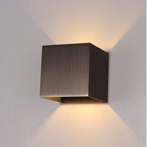Wandlamp Kubus Brons - 12x12x12cm - 1x G9 LED 3,5W 2700K 350lm - IP20 - Dimbaar > wandlamp brons | wandlamp binnen brons | wandlamp hal brons | wandlamp woonkamer brons | wandlamp slaapkamer brons | led lamp brons | sfeer lamp brons | up and down