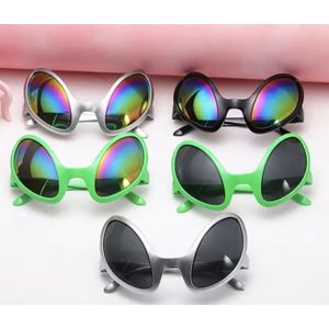 Alien Bril – Grappig Groen – Met Regenboog Glazen – Festival Accessoire - F4.3