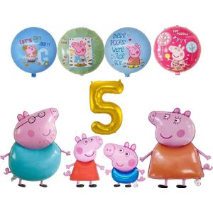 Peppa Pig family ballon set - 70x45cm - Folie Ballon - Peppa pig - George Pig - Papa Pig - Mam Pig - Themafeest - 5 jaar - Verjaardag - Ballonnen - Versiering - Helium ballon