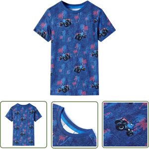 vidaXL Jongenskleren - Kinderhemd - Kindershirt 104 gemêleerd donkerblauw - Meisjeskleren - T-shirt - Kortmouwig