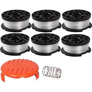 Weed Eater-draad, gazonranden, draadtrimmerdraad AF-100 Draadtrimmer Spoel Compatibel Geschikt voor Black en Decker GH600 GH900 LST201 LSTE525 BESTA510 30ft 0.065"" Navullijn AFS Weed Eater Edger met RC-100-P Spoelkapdeksels 6+2