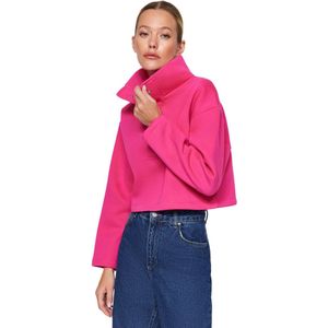 Trendyol Fuchsia Relaxed Fit Cropped Hoge Hals Snap Fast Fleece Gebreid Sweatshirt Twoaw24Sw00008