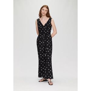 QS - Jumpsuit - Zwart/Wit - V-hals - Mouwloos - Lang/Maxi