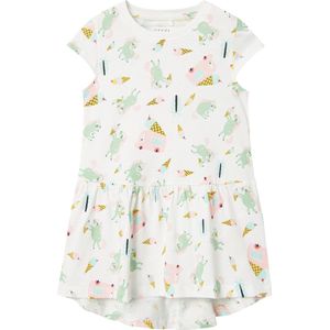 NAME IT NMFVIGGA CAPSL DRESS F1 NOOS Meisjes Jurk - Bright WhiteAOP:Unicorn - Maat 104