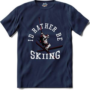 I d Rather Be Skiing | Skiën - Bier - Winter sport - T-Shirt - Unisex - Navy Blue - Maat 3XL