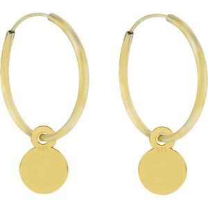 Oorringen munt verguld | 24K goldplated 925 zilver | 14 mm