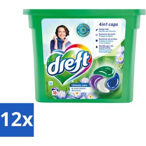 12 x Dreft - Wasmiddelcapsules 4in1 - Witte en Gekleurde Was - Blauwe Droom - 16 Wasbeurten - Wasmiddelcapsules - Wasmiddel - Waspoeder - Wasverzachter - Kleurbescherming