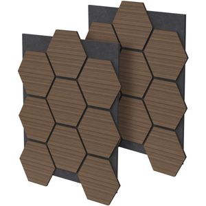 ML-Design - Akoestische Panelen - Bruin - Hexagon Geluidsisolatie - Set van 2 voor 1m²