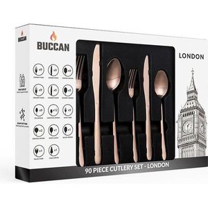 Buccan - Bestekset - London - RVS - 90 delig - Roségoud