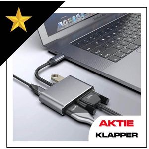 USB-C NAAR HDMI EN VGA ADAPTER – 4K – MAC-BOOK – PRO - APPLE – SAMSUNG – HUAWEI – HUB – CONVERTER – USB C – BEELD OMZETTEN