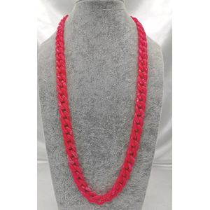 *** Trendy – 2 in 1 - Grove Acryl schakelketting - Zonnebril ketting - vintage - L 70 cm - gemêleerd fuchsia