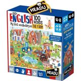 Headu Easy English 100 Words Farm Puzzel (108 stukjes) - Leer Engels op de boerderij