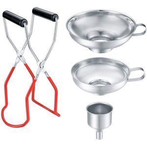 Ibenzoa® Complete Set van Roestvrij Stalen Trechters met Handvat en Lift – Perfect voor Inmaak en Specerijen