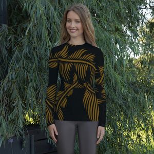 Rashguard - design Lines 4 Peace - High Waist - Dry Fit - High Performance - 4way stretch - unieke print - UPF 50+ - Hardloop - Yoga - Fitness - Dans  - Pilates - Training – dames- zwart hazelnoot bruin - maat S