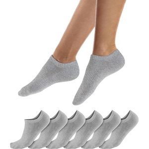 Grijze Enkelsokken - Qincao - Unisex - Maat 47-50 - 6-Pack - Ademend Katoen - Comfortabele Tailleband