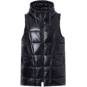 MIAMODA - Dames - Gewatteerde jas lange A-lijn capuchon - Zwart - Maat 48