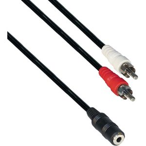 Tulp (m) - 3,5mm Jack (v) stereo audio adapter kabel - 0,20 meter