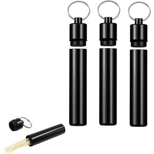 Tandenstokerhouder van metaal met sleutelhanger voor onderweg - perfect voor outdoor activiteiten
