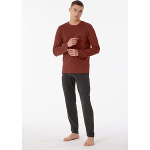 Pyjama lang biologisch katoen gestreept terracotta - 95/5 Nightwear maat XL