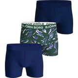 Björn Borg cotton stretch 3P boxers basic print blauw & groen - XXL