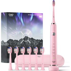 JTF Sonic P200 elektrische tandenborstel - 6 opzetborstels - Oplaadstandaard - Incl. travel case - Roze