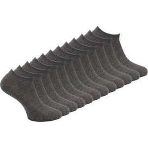 Antraciet Sneaker Sokken | 6 Paar | Multipack Unisex Maat 43-46 | Enkel Sokken | Voor Heren en Dames