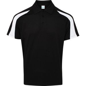 Awdis Gewoon Cool Mens Korte Mouw Contrast Paneel Poloshirt (Straal Zwart/Arctisch Wit)