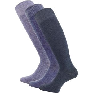 3 paar Katoenen kniekousen - Naadloos - Drukvrije boord - Dames/Heren - SQOTTON - Jeansbauw mix - Maat 35-38