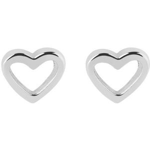 Zilver Open Hart Oorknopjes