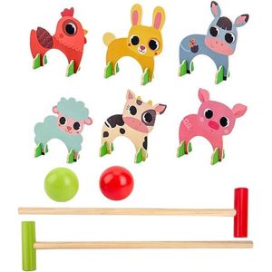 Dierencroquetset houten croquetspel cartoon golfspeelgoed speelbal outdoor familiespellen - educatief speelgoed voor kinderen en volwassenen