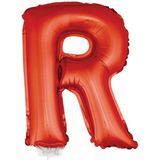 Rode opblaas letter ballon R op stokje 41 cm