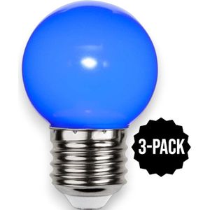 3-Pack | Prikkabel - Kogellamp - E27 - 1W - Blauw