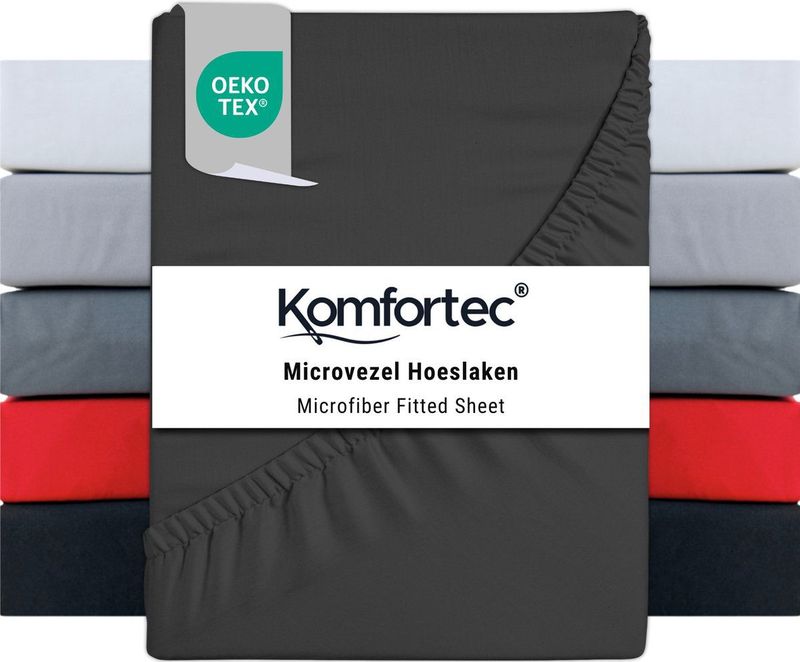 Komfortec Hoeslaken 180x200 cm - 30cm Matrashoogte - Rondom Elastiek - Antraciet