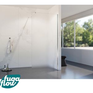 FugaFlow Eccelente Vetro inloopdouche badkamer - 100x200cm - mat glas - wandarm - chroom