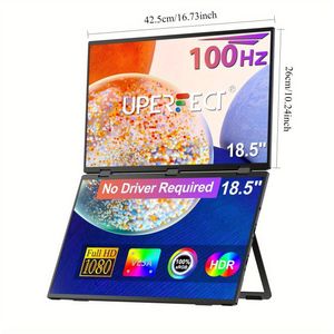 Draagbare Monitor – Tweede Scherm – Laptop Display – Extern Scherm – USB-C Monitor – 18,5 Inch – 100Hz Refresh Rate – Full HD 1920x1080 Resolutie – 360° Draaibaar & VESA Compatibel