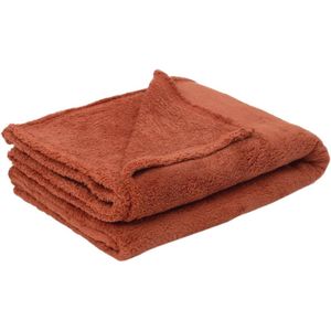 Zachte Fleece Deken voor Bank of Bed - Luxe Pluche Plaid voor Thuis en Reizen - Terracotta
