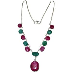 1001musthaves.com Dames collier kwarts rood groen - collier lengte 45 cm verstelbaar